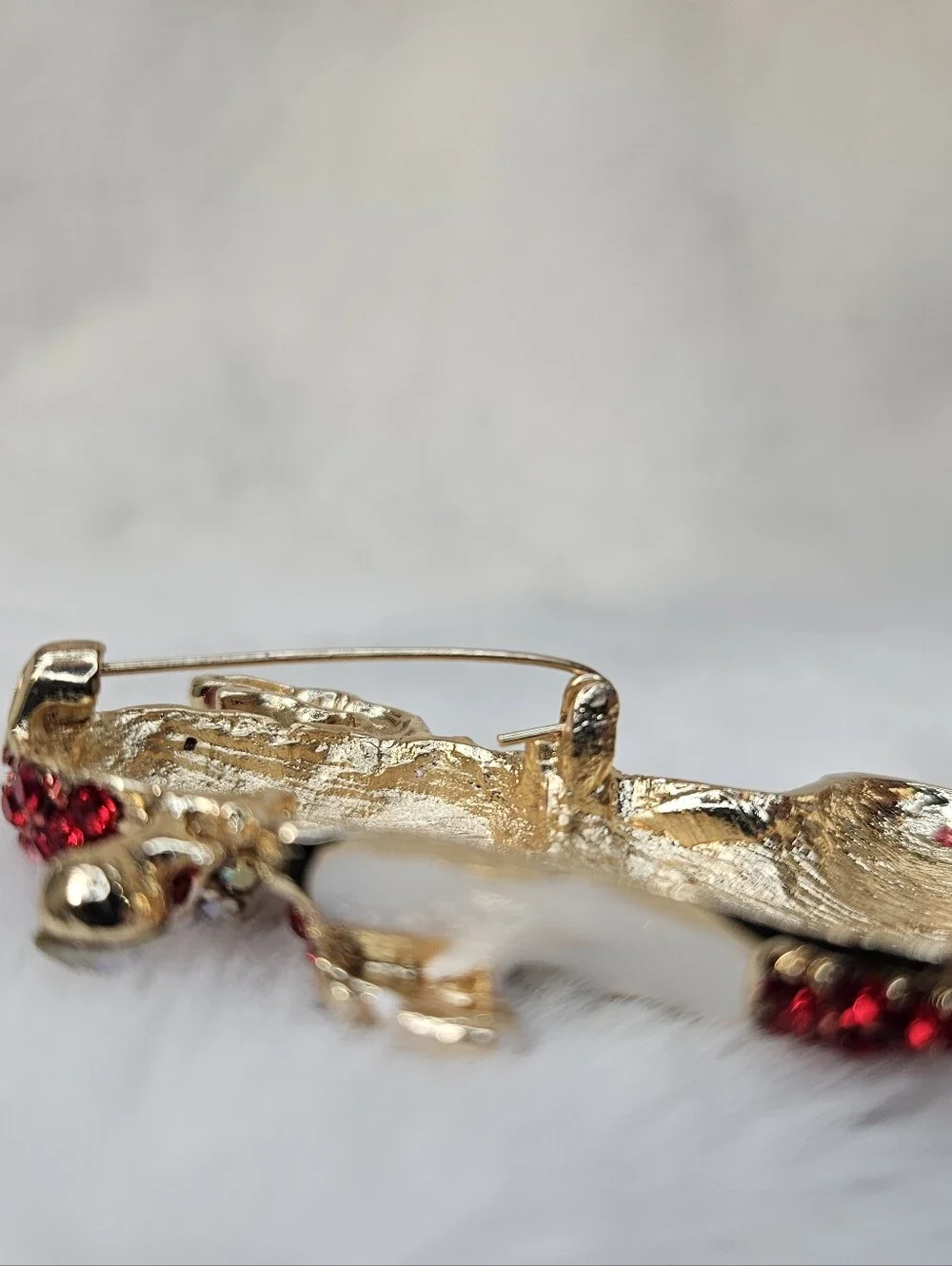 Festive Santa in Stocking Brooch - Red, White, Green